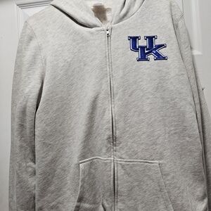 PINK Victoria's Secret Light Gray Hoodie with Blue Logo